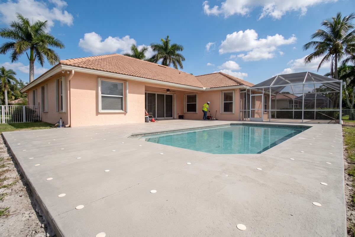 New slab poured, pool deck in Boerne